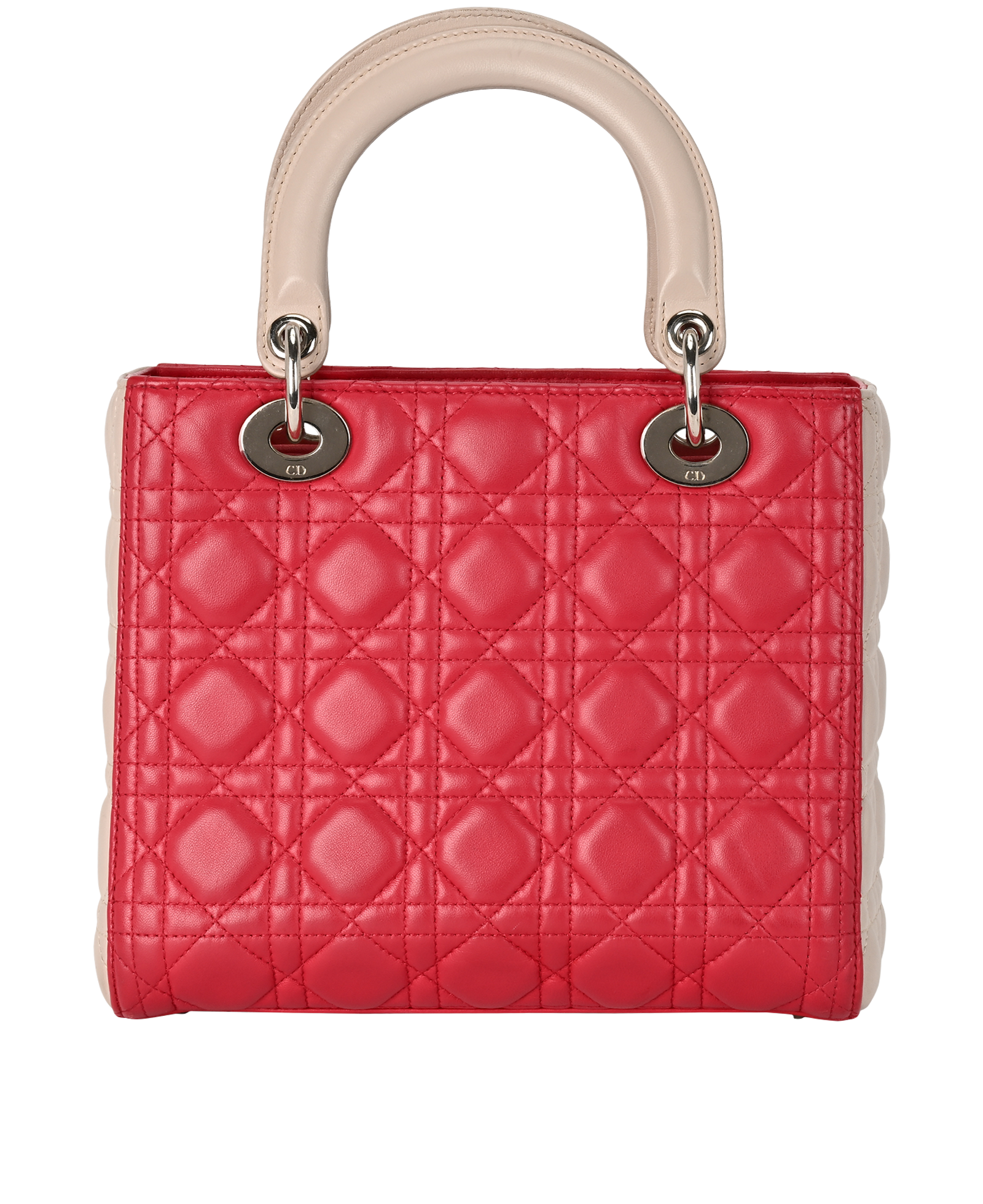 Medium Lady Dior, &pound;1,800, Handbags, Grey/Pink, Leather, Back view